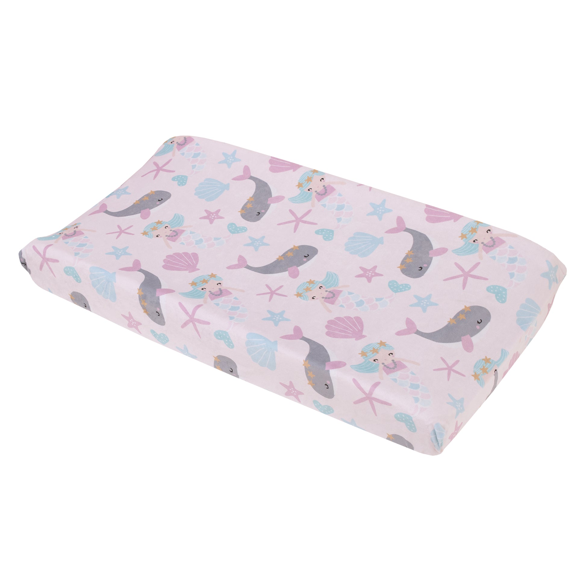 NoJo Sugar Reef Mermaid Pink, Aqua, Gray Super Soft Contoured Changing Pad Cover