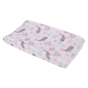 NoJo Sugar Reef Mermaid Pink, Aqua, Gray Super Soft Contoured Changing Pad Cover