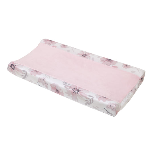 Little Love by NoJo Beautiful Blooms Pink, White, and Grey Floral Super Soft Changing Pad Cover