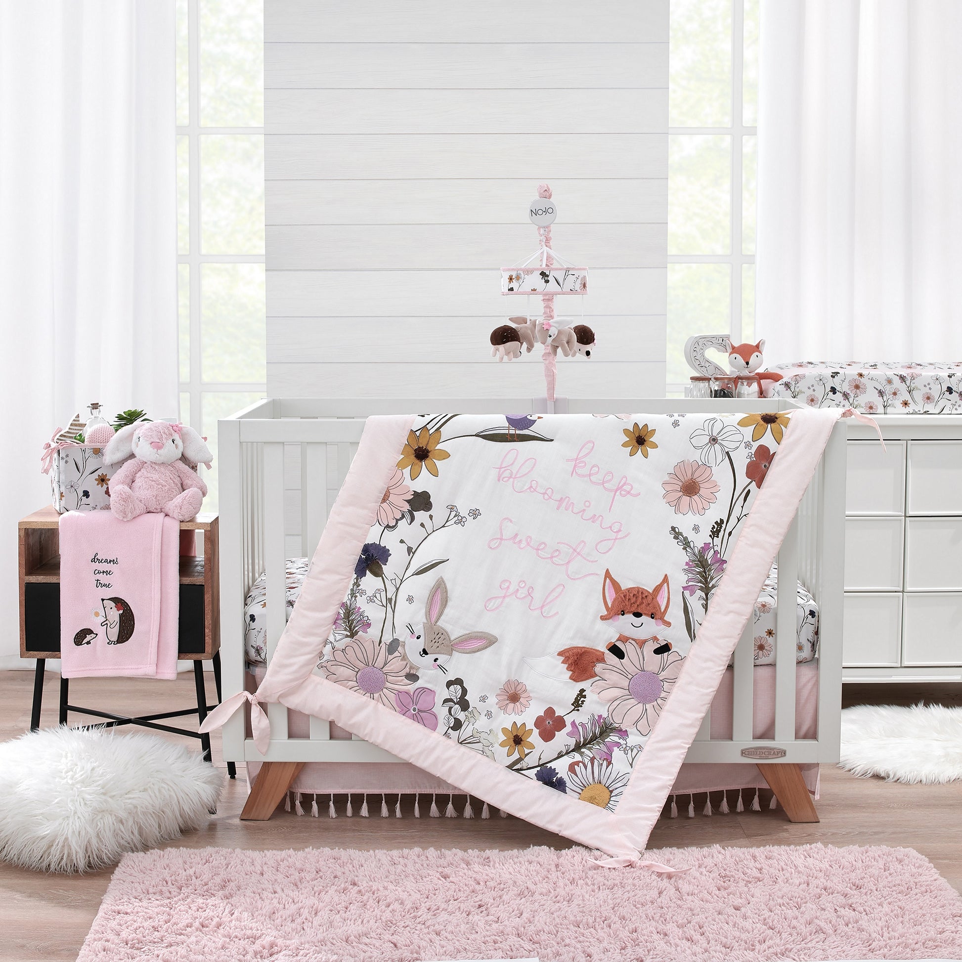 NoJo Keep Blooming Pink, White, Purple and Gold Floral Super Soft Changing Pad Cover