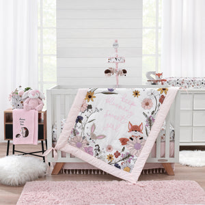 NoJo Keep Blooming Pink, White, Purple and Gold Floral Super Soft Changing Pad Cover