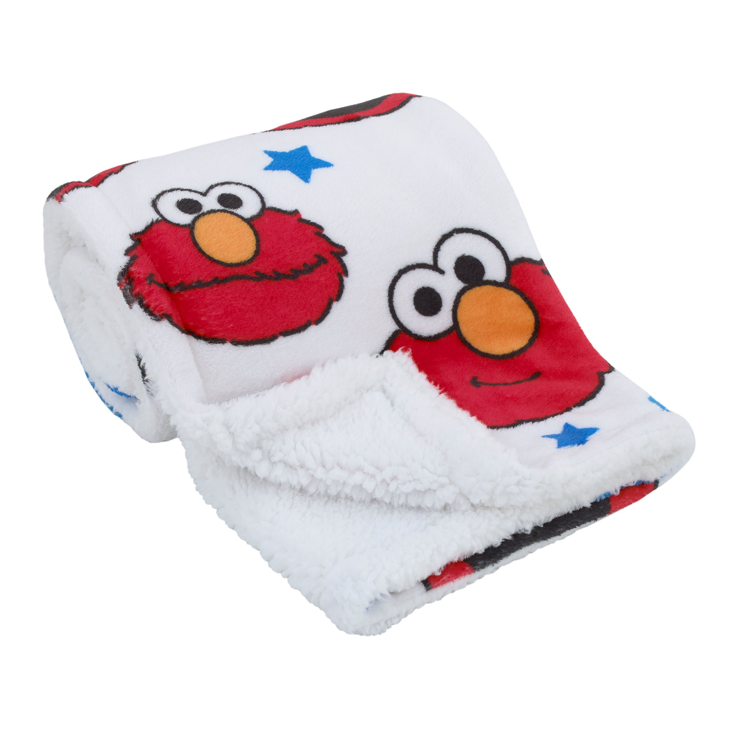 Sesame Street Elmo, Red, Blue, Yellow, Green, and White with Stars