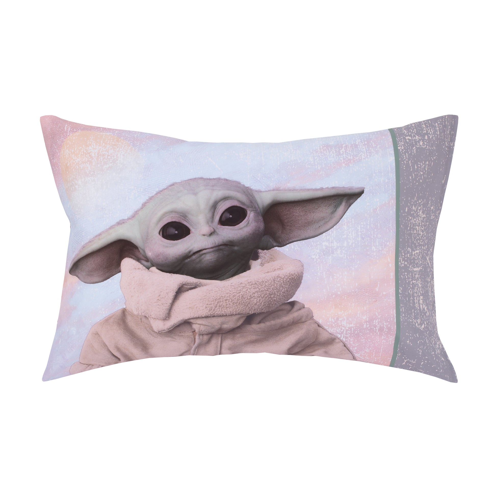 Star Wars The Mandalorian "The Child" Green, Tan, White 4 Piece Toddler Bed Set - Comforter, Fitted Bottom Sheet, Flat Top Sheet, Reversible Pillowcase