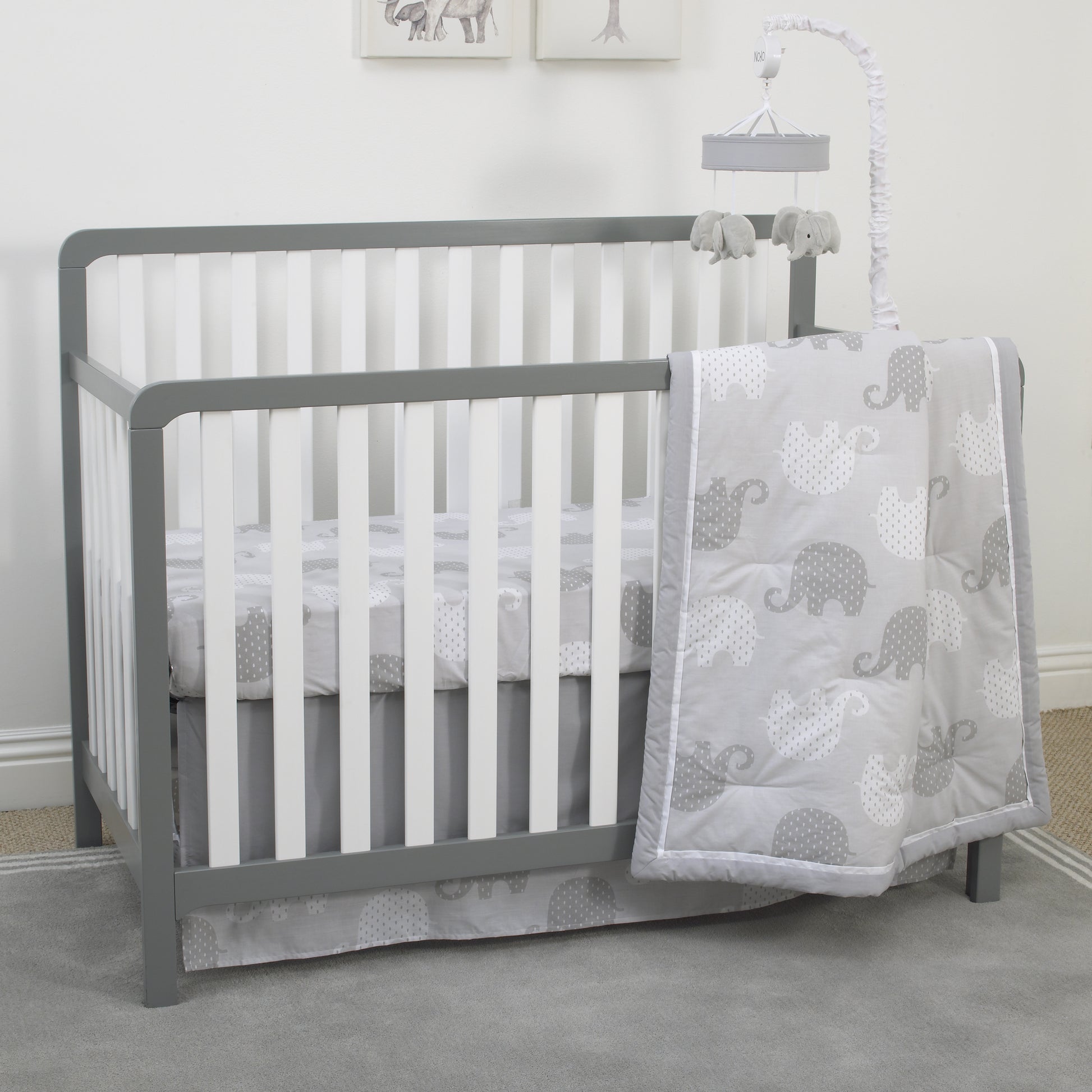 NoJo Dreamer Grey and White Elephant Musical Mobile
