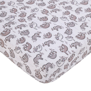 Little Love by NoJo Sloth Let's Hang Out Grey, White and Charcoal 3 Piece Nursery Crib Bedding Set - Comforter, Crib Sheet, Dust Ruffle