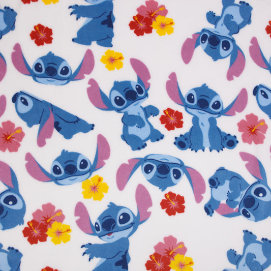 NoJo Disney "S" is for Stitch Super Soft Toddler Blanket, Blue, Pink, Yellow, and White
