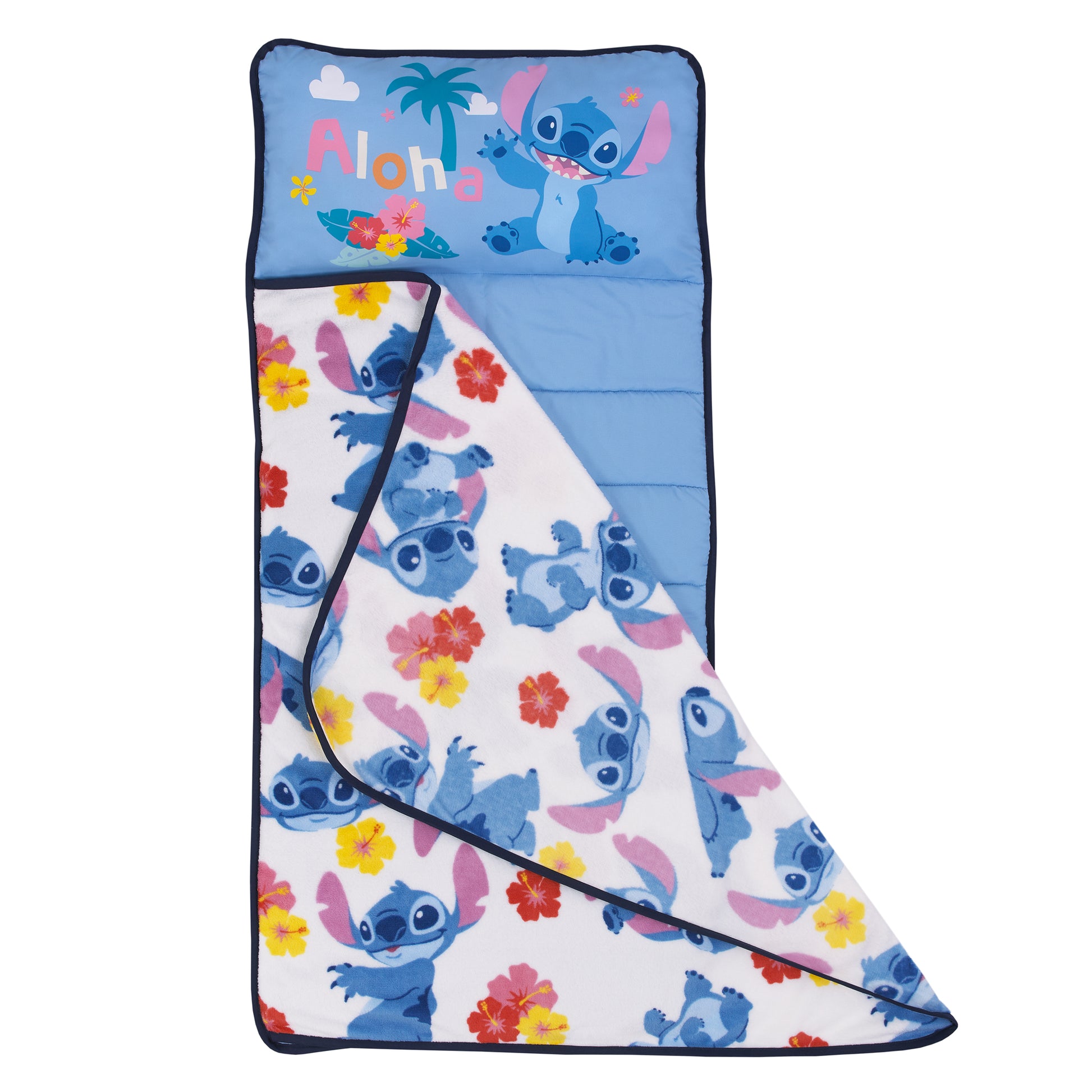 NoJo Disney "S" is for Stitch Toddler Nap Mat, Blue, Pink, Yellow, and White