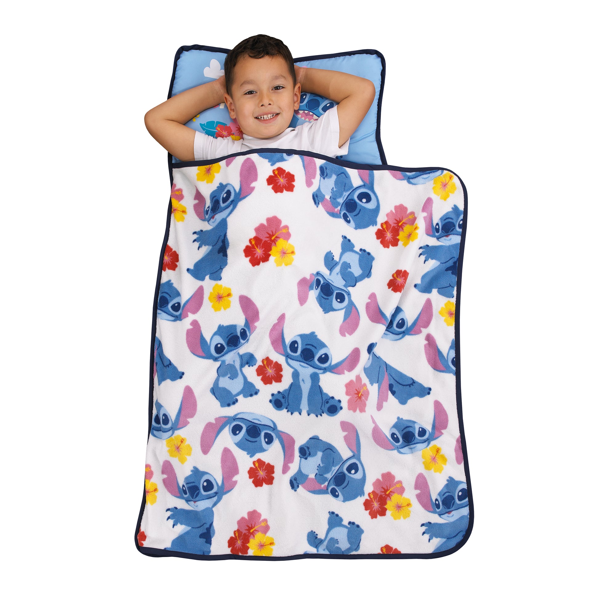 NoJo Disney "S" is for Stitch Toddler Nap Mat, Blue, Pink, Yellow, and White