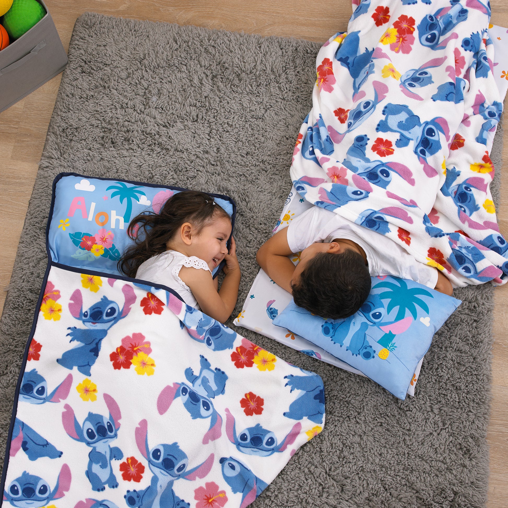 NoJo Disney "S" is for Stitch Toddler Nap Mat, Blue, Pink, Yellow, and White