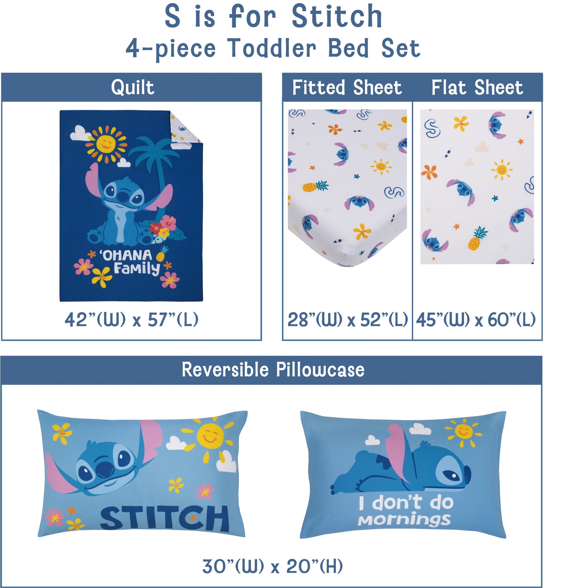 Disney "S" is for Stitch 4 Piece Toddler Bed Set