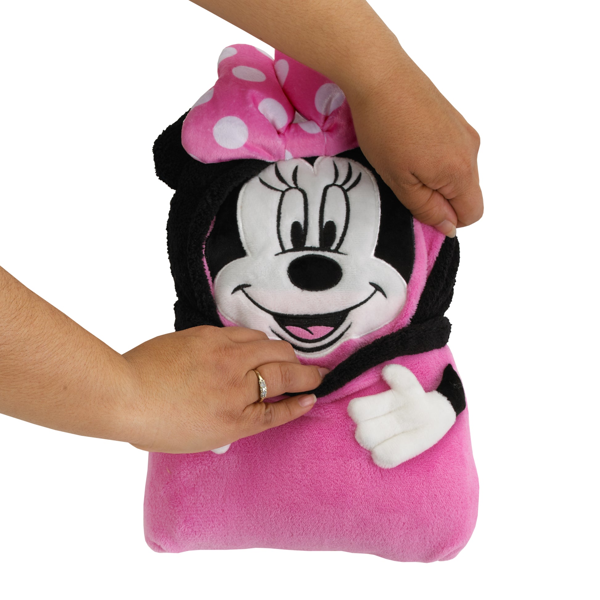 Disney Let's Party Pink, Black and White Minnie Mouse Character Shaped Toddler Blanket