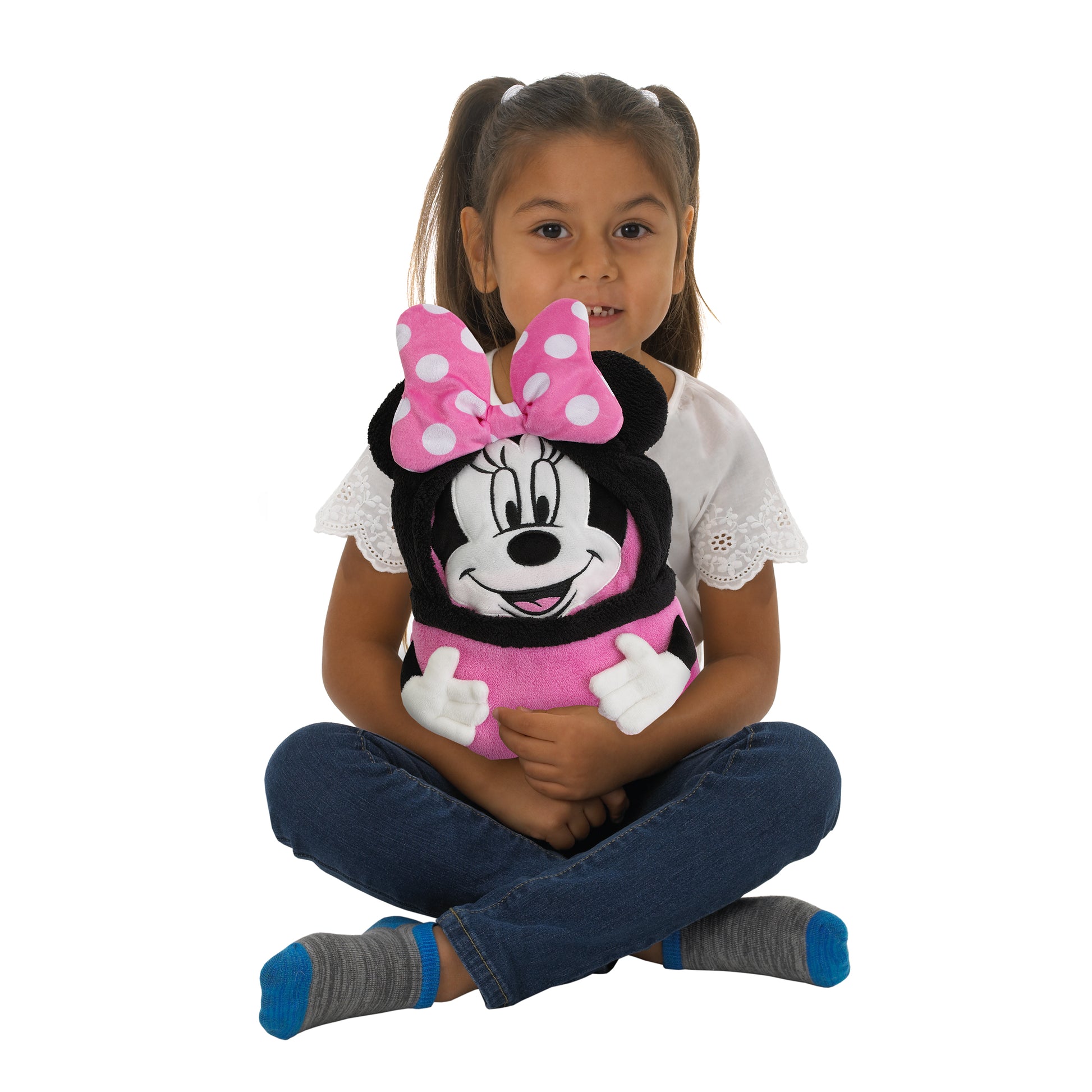 Disney Let's Party Pink, Black and White Minnie Mouse Character Shaped Toddler Blanket