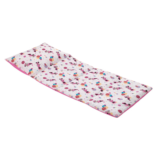 Disney Minnie Mouse Let's Party Pink, Lavender, and White Balloons, Cupcakes, and Confetti Deluxe Easy Fold Toddler Nap Mat