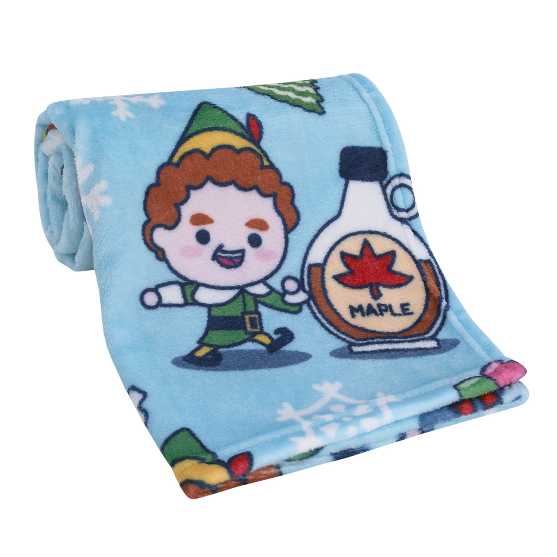Warner Bros  Elf Light Blue, Green, and White Super Soft Holiday Baby Blanket