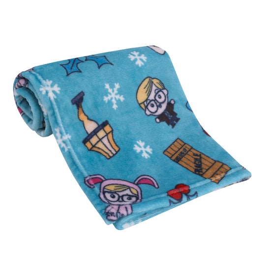 Warner Bros  A Christmas Story Blue, White, and Red Super Soft Holiday Baby Blanket