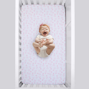 Disney Minnie Mouse Be Happy Pink and White Super Soft Fitted Crib Sheet