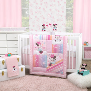 Disney Minnie Mouse Be Happy Pink and White Super Soft Fitted Crib Sheet