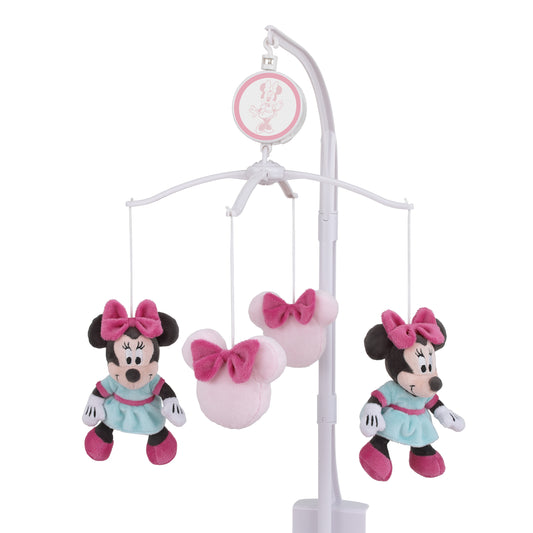 Disney Minnie Mouse Be Happy Pink and Aqua Plush Musical Mobile