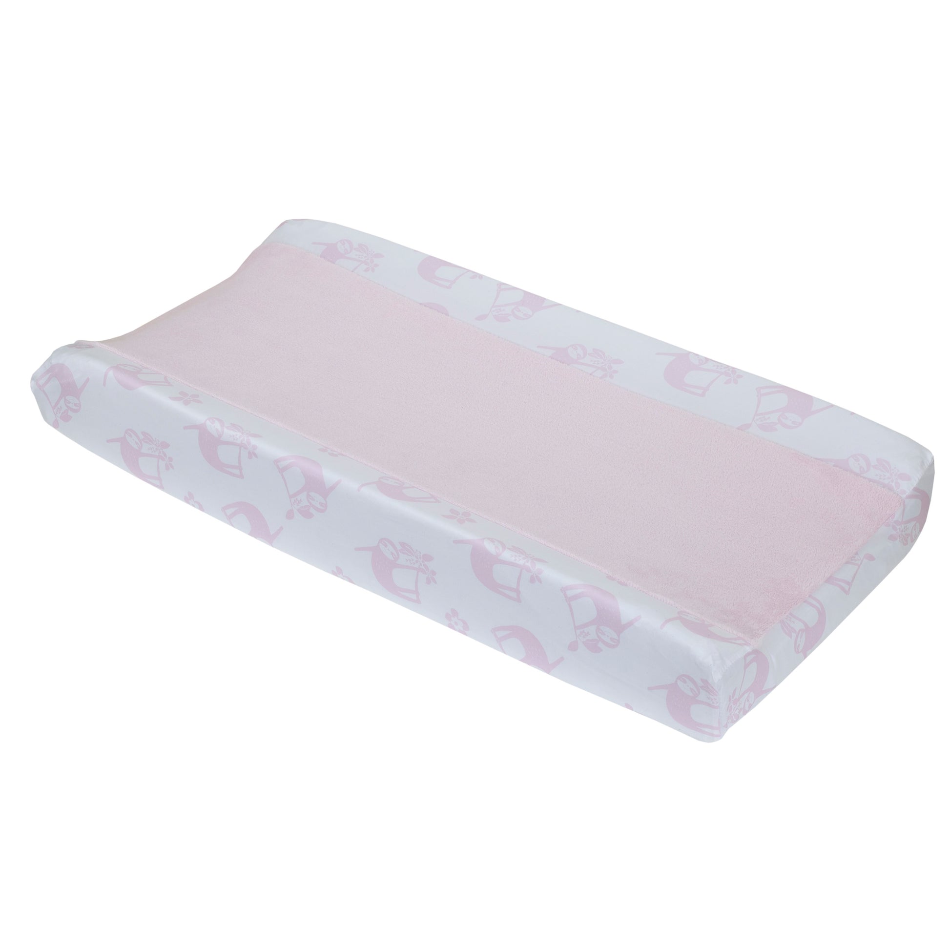 Little Love by NoJo Tropical Garden Pink and White Sloth Super Soft Changing Pad Cover
