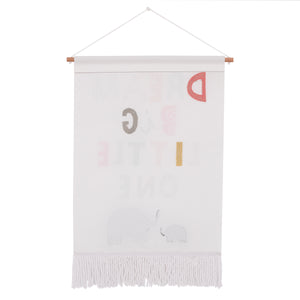 Little Love by NoJo Dream Big Little One White, Gray, Teal, and Orange, Mama and Baby Elephants Wall Decor Banner