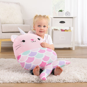 Everything Kids Mermaid Kitty Unicorn Pink, Aqua, and Lavender Squishy Toddler Pillow