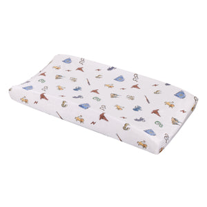 Warner Bros  Harry Potter Welcome Little Wizard Navy, Burgundy, Blue, and White Super Soft Contoured Changing Pad Cover