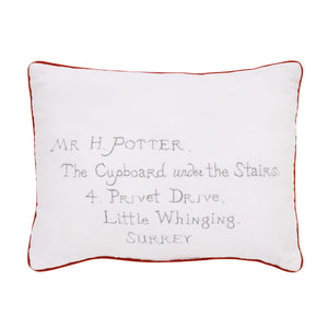 Warner Bros  Harry Potter Welcome Little Wizard Red, and White Addressed Letter Decorative Pillow