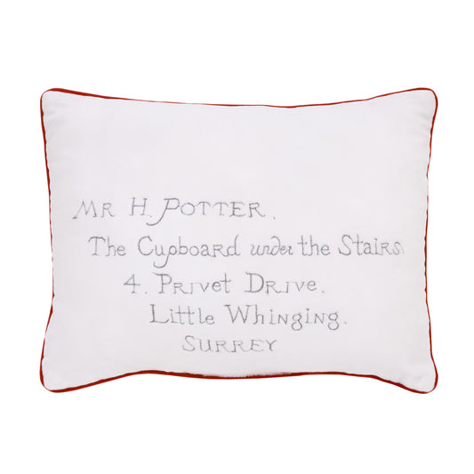 Warner Bros  Harry Potter Welcome Little Wizard Red, and White Addressed Letter Decorative Pillow