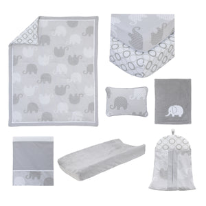 NoJo Dreamer Gray Elephant 8-Piece Nursery Crib Bedding Set