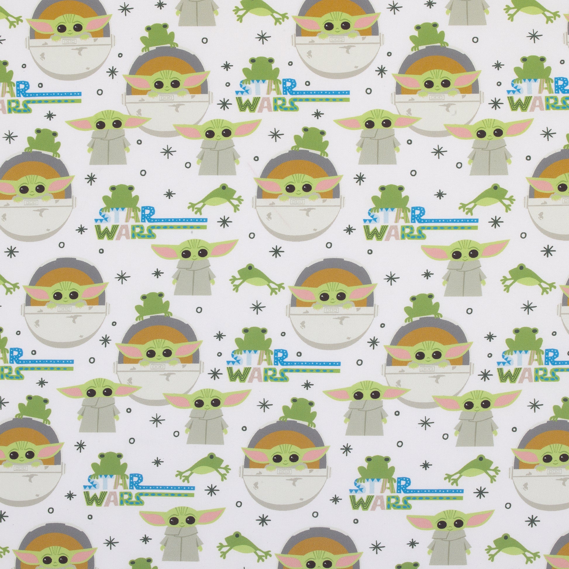 Star Wars The Mandalorian Grogu White, Green, and Blue Nursery Fitted Crib Sheet