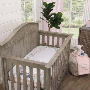 NoJo Farmhouse Chic Pink and White Gingham 'Bundle of Sweetness' Florals 100% Cotton Photo Op Nursery Fitted Crib Sheet
