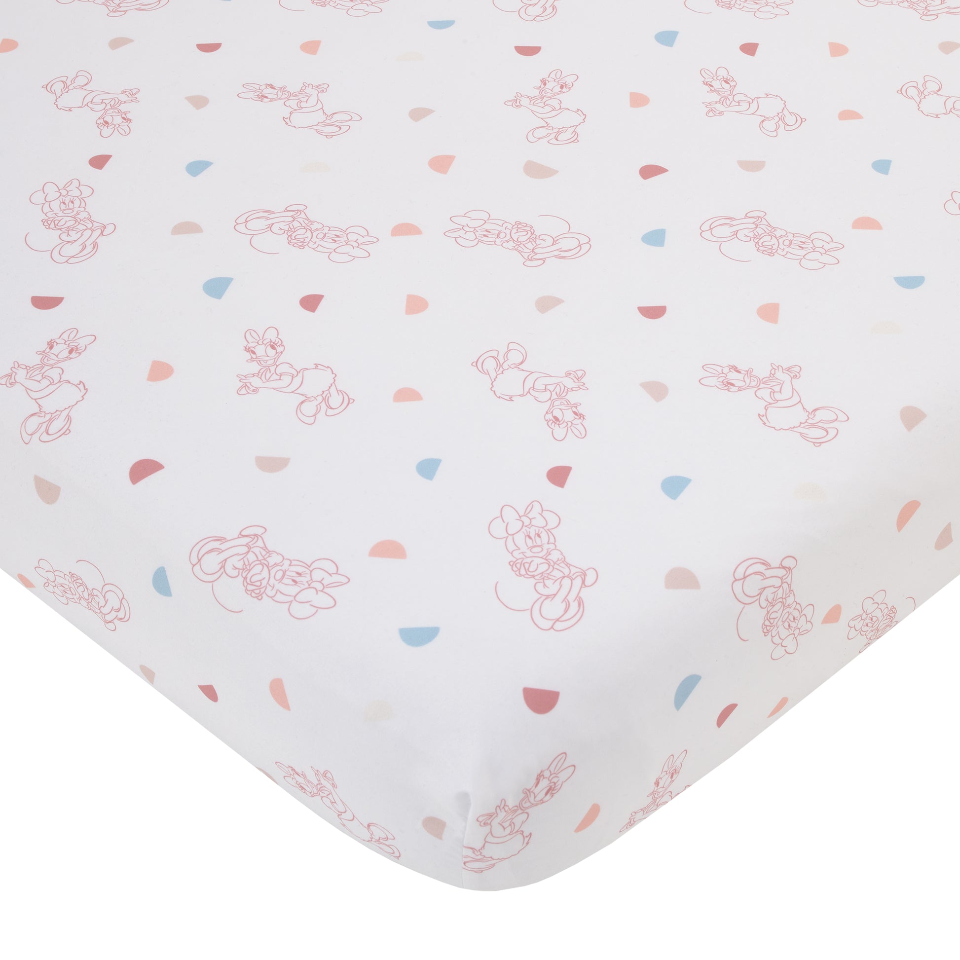 Disney Minnie Mouse White, Light Blue, and Peach with Daisy Duck Super Soft Nursery Fitted Crib Sheet