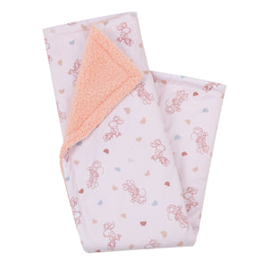 Disney Minnie Mouse White, Light Blue, and Peach Super Soft Sherpa Baby Blanket with Daisy Duck