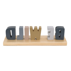 Little Love by NoJo Be Wild Shelfie Room Decor Blue, Gray, Gold and Cream Letters on Natural Wood Base