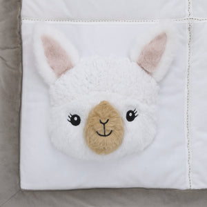 NoJo Playful Pals White, Tan, and Gray Four 3D Animals With Crinkle Plush Tummy Time Play Mat - Sloth, Llama, Elephant, and Giraffe
