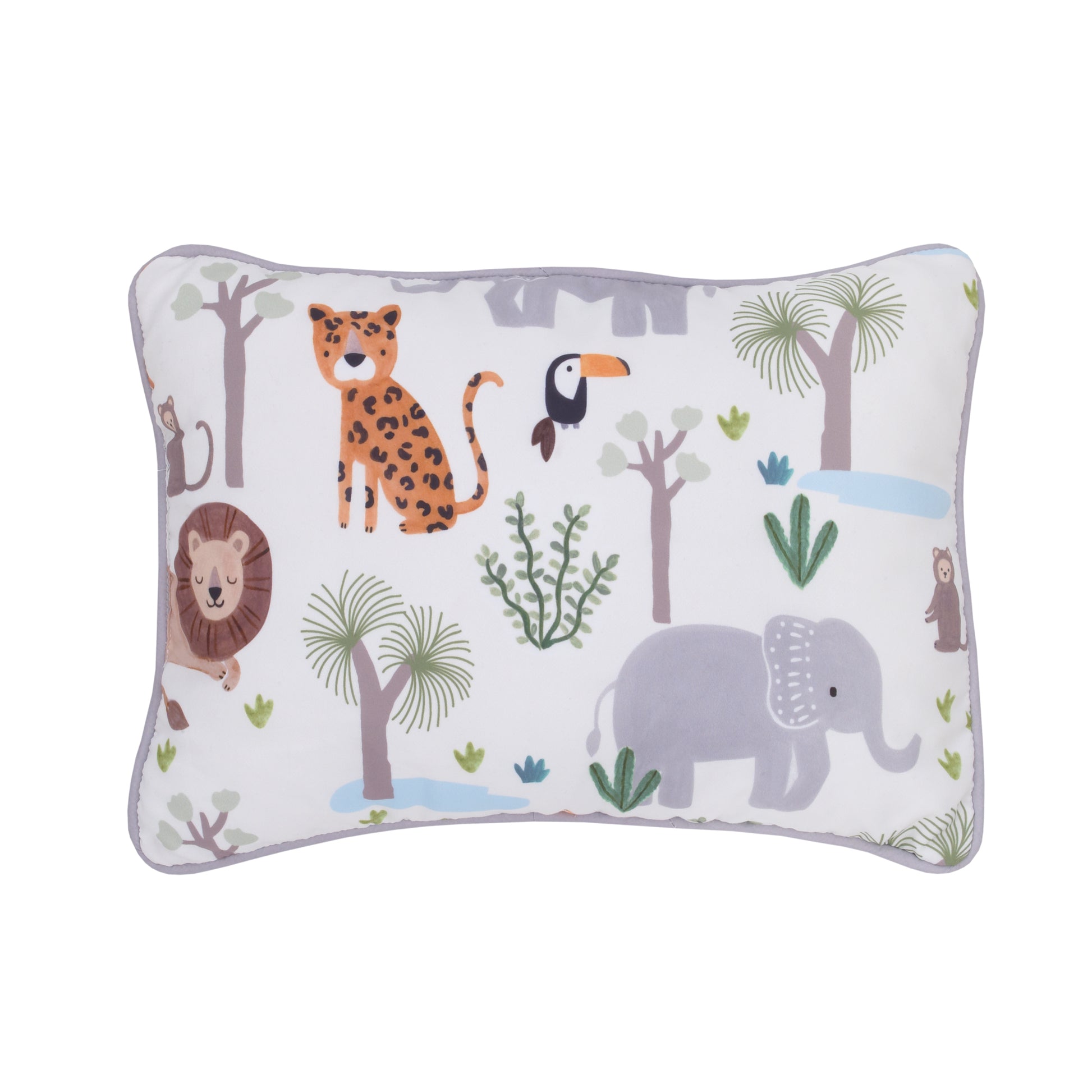 NoJo Growing Wild Grey, Orange, Green and White 8 Piece Jungle Safari Crib Bedding Set