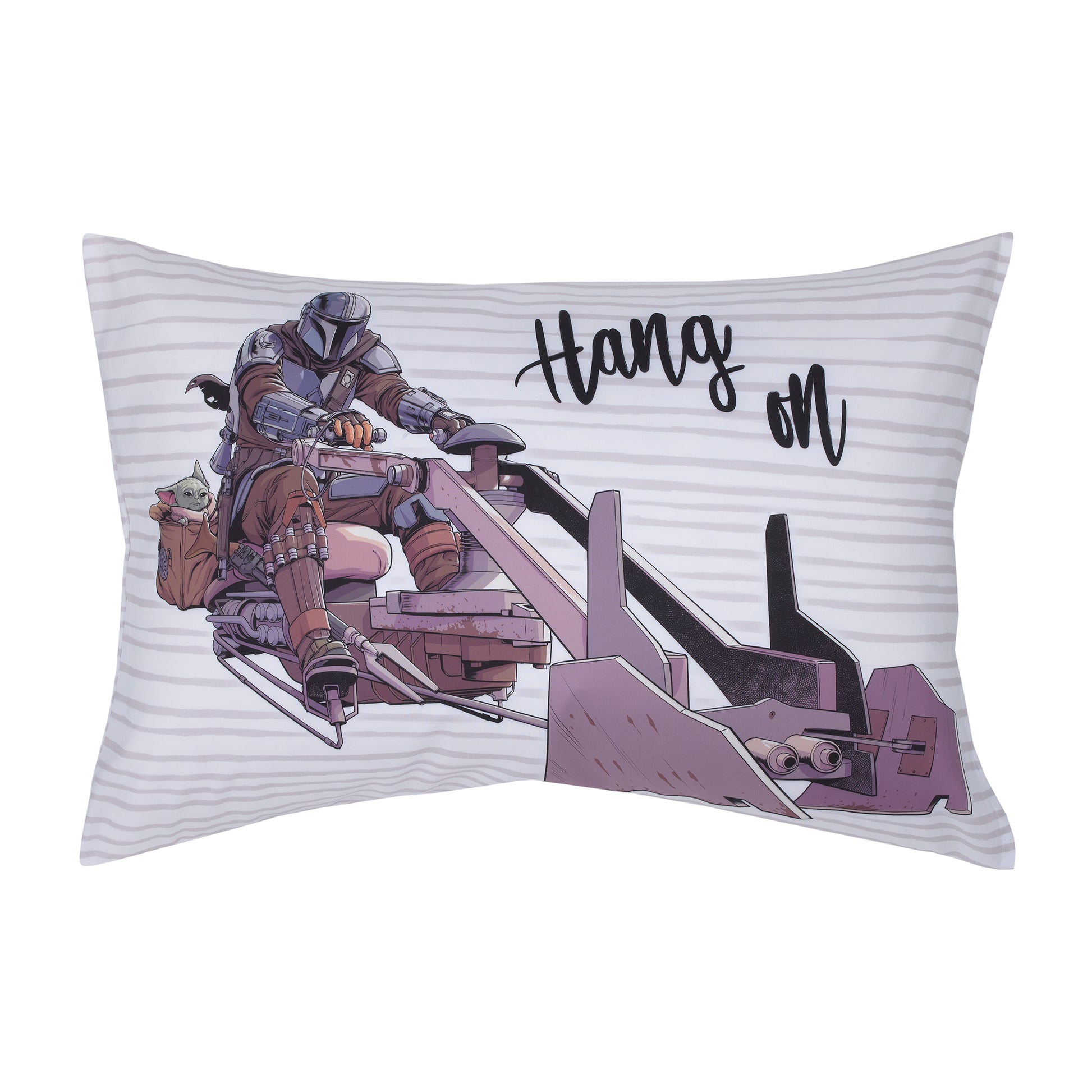 Star Wars The Mandalorian Grey, Tan and Blue 4 Piece Toddler Bed Set - Comforter, Fitted Bottom Sheet, Flat Top Sheet, and Reversible Pillowcase