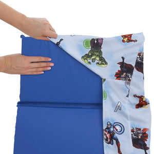 Marvel Avengers Fight the Foes Blue, Red, and Green Hulk, Iron Man, Thor, Captain America Preschool Nap Pad Sheet