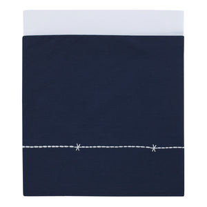 NoJo Goodnight Sleep Tight White and Blue Koala, Sloth, Bear, Star, and Moon 4 Piece Nursery Crib Bedding Set - Comforter, 100% Cotton Fitted Crib Sheet, Crib Skirt, and Storage