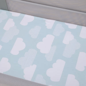 Skip Hop Cozy-Up 2-in-1 Bedside Sleeper Blue and White Clouds 100% Cotton Fitted Bassinet Sheet