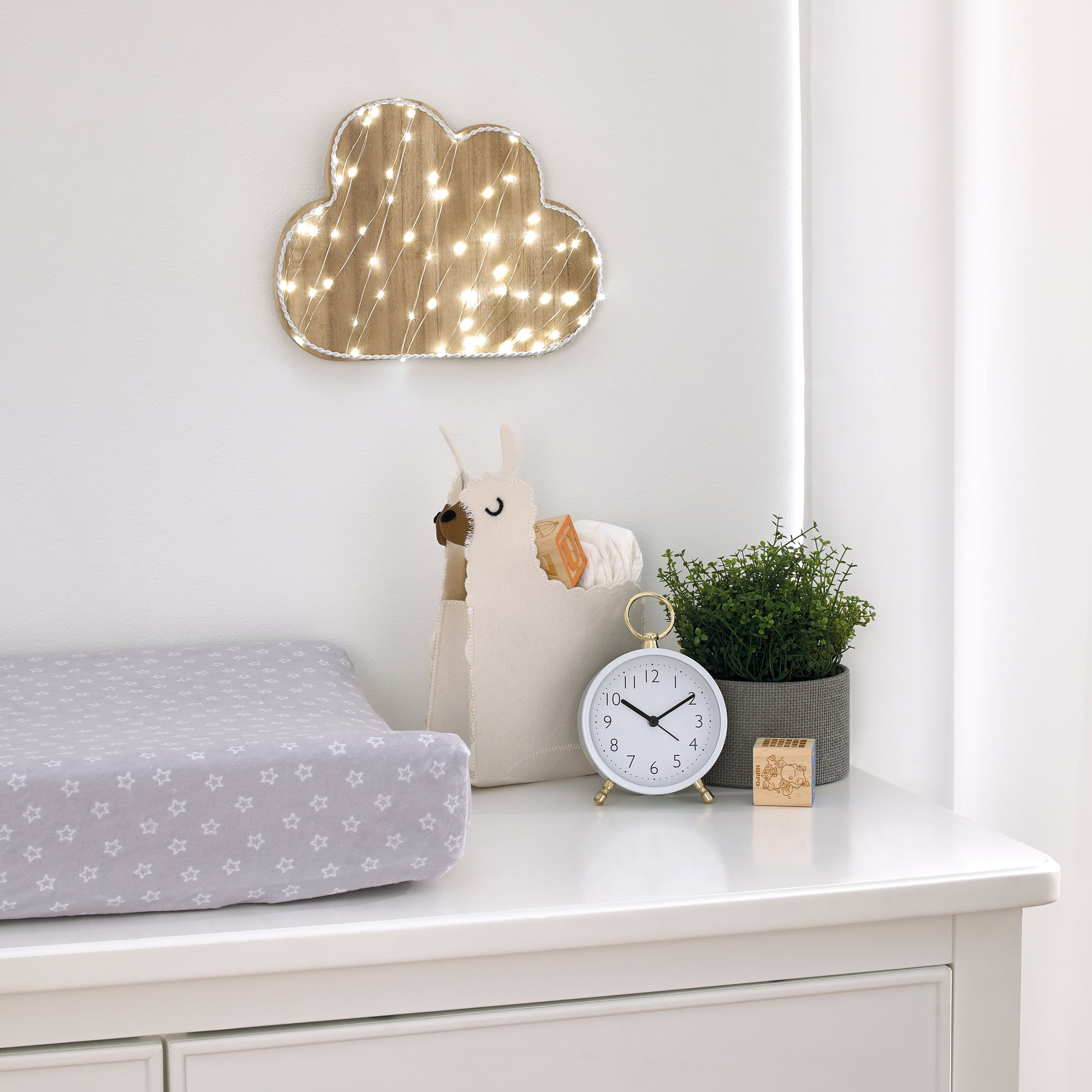 Little Love by NoJo Cloud Shaped Lighted LED Natural Wood Wall Decor