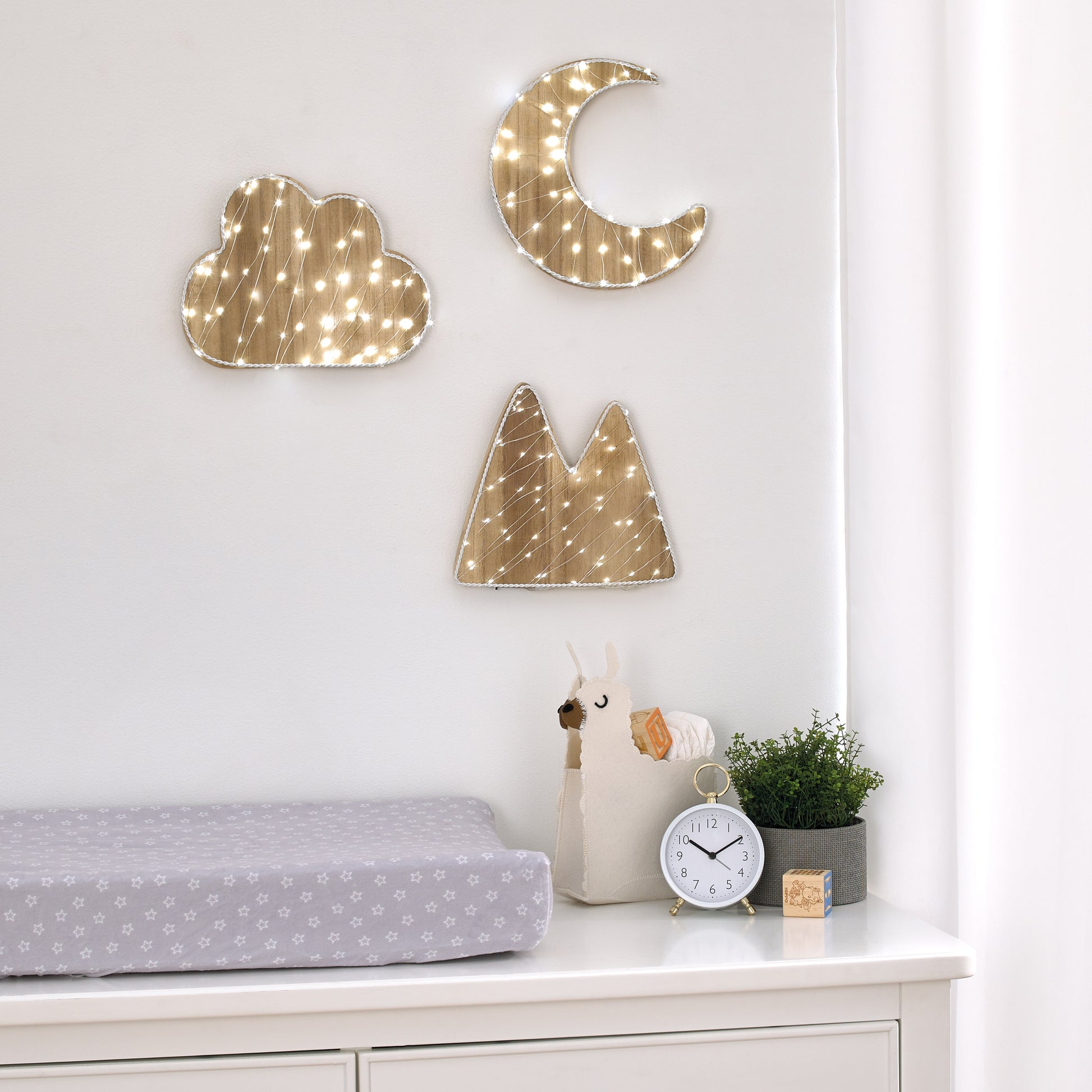 Little Love by NoJo Cloud Shaped Lighted LED Natural Wood Wall Decor