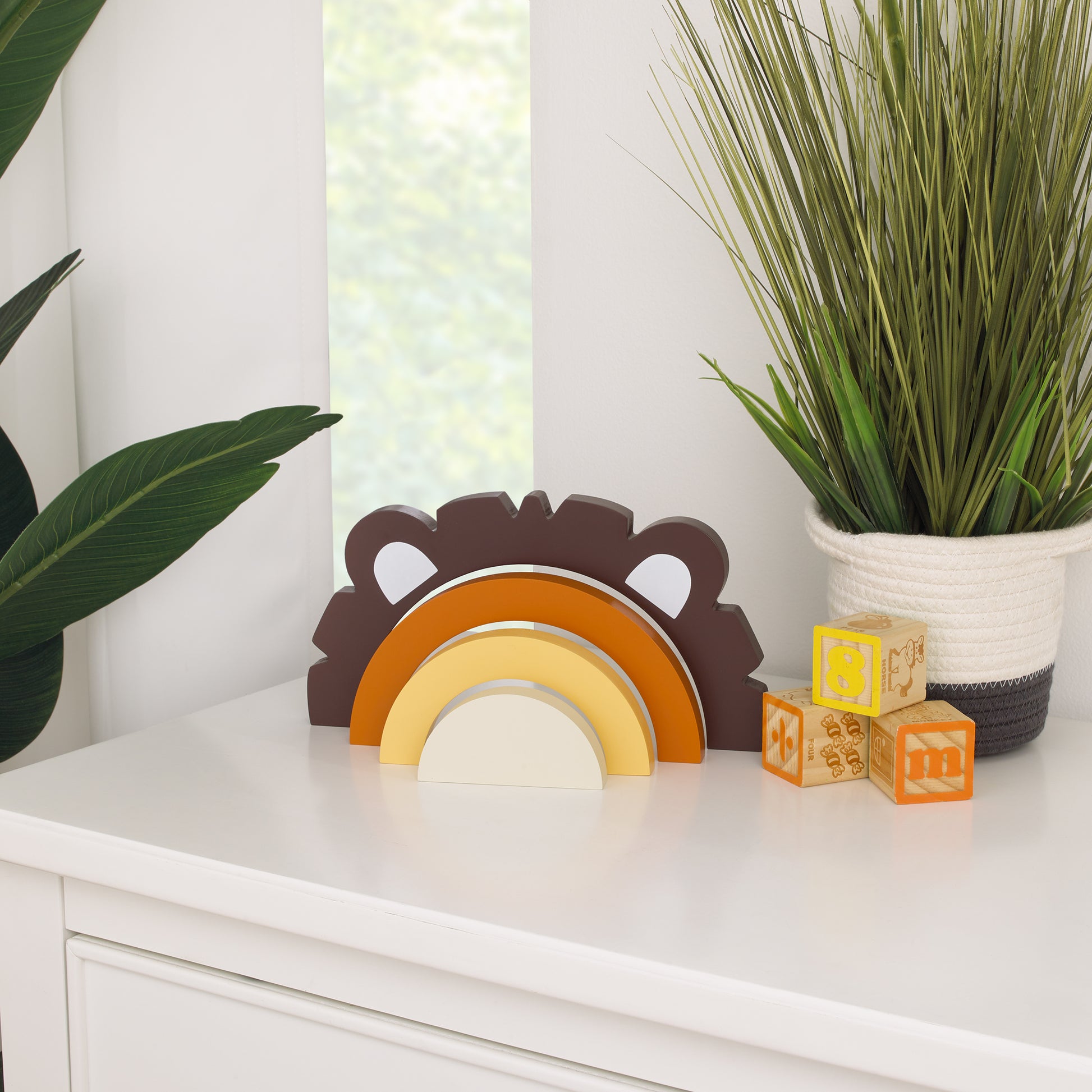 Little Love by NoJo Lion Brown, Orange, Yellow, and Ivory Wood Stacking Shelfie DÃƒÆ’Ã‚Â©cor