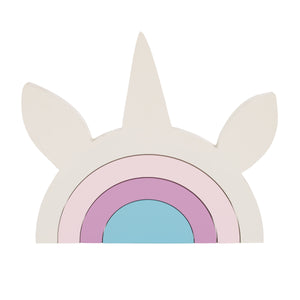 Little Love by NoJo Unicorn White, Pink, Lavender, and Blue Wood Stacking Shelfie Decor