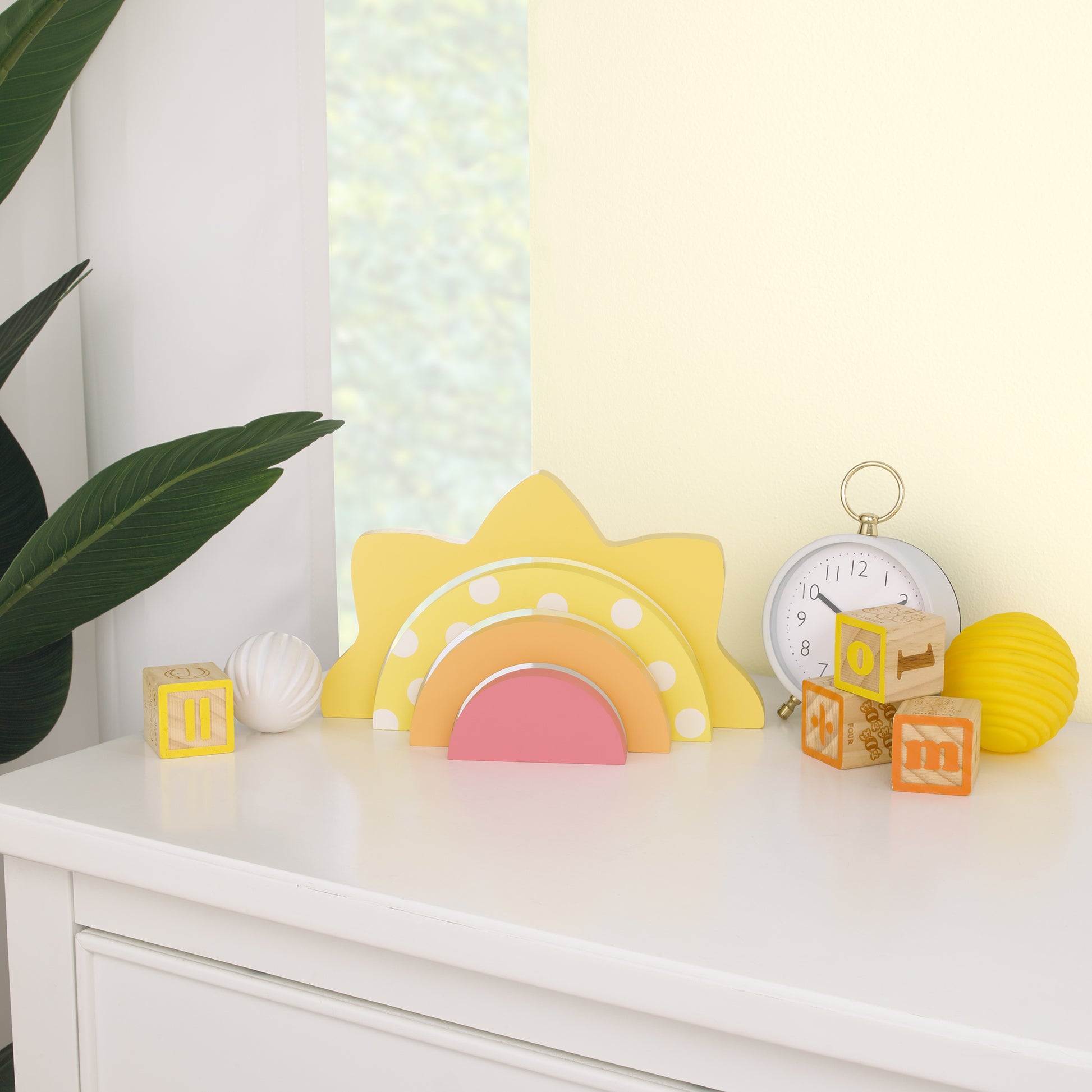 Little Love by NoJo Sun Yellow, Orange, Pink, and White Wood Stacking Shelfie Decor