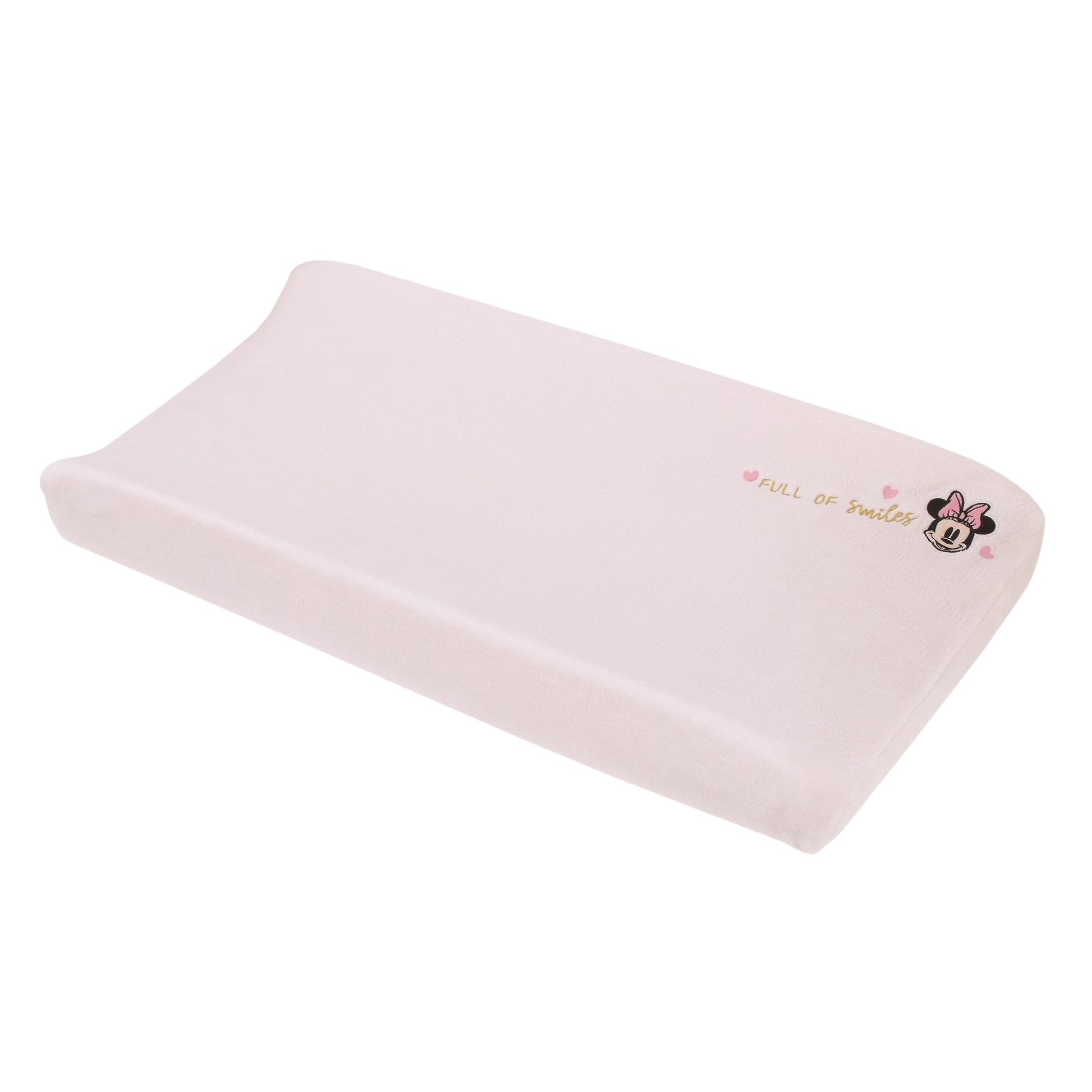 Disney Minnie Mouse My Happy Place Pink Super Soft Appliqued Contoured Changing Pad Cover