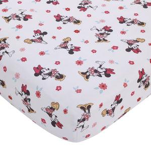 Minnie Mouse Hello Gorgeous 3 Piece Crib Bedding Set, Pink and White