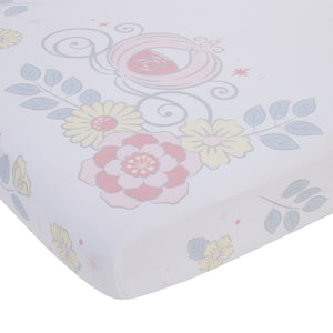 Disney Sweet Princess Light Blue, Pink, and White Enchanted 100% Cotton Photo Op Fitted Crib Sheet