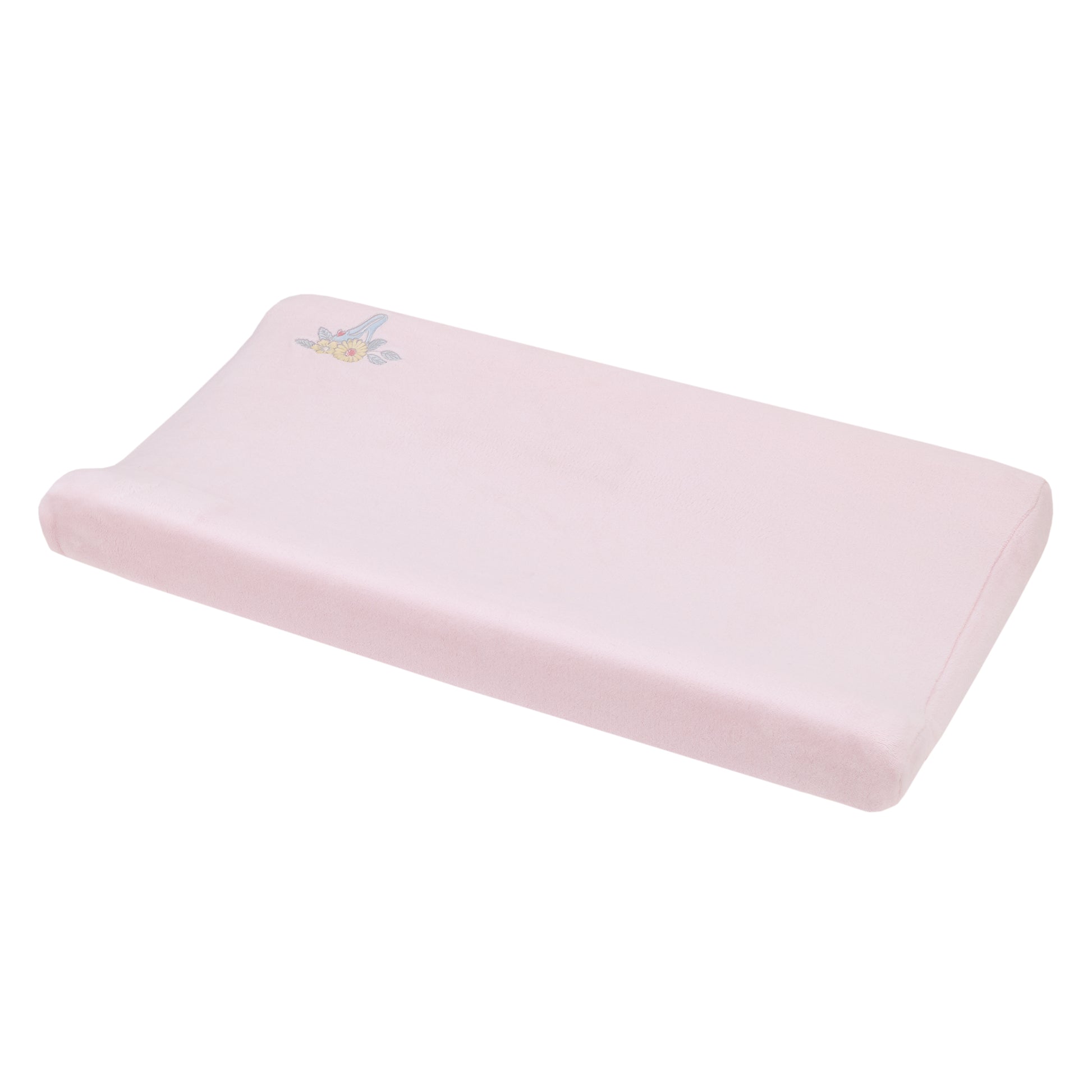 Disney Sweet Princess Pink and Light Blue Appliqued Glass Slipper Contoured Changing Pad Cover