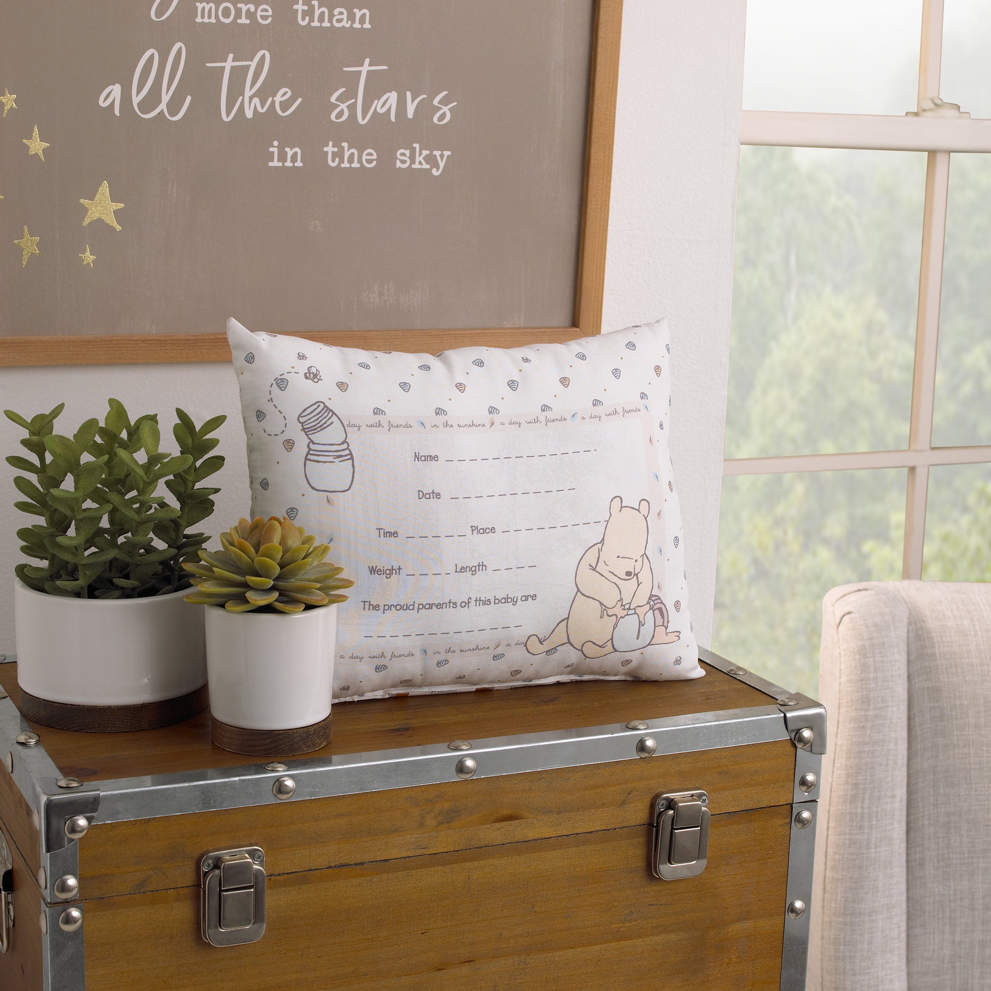 Disney Winnie the Pooh Decorative Keepsake Pillow Personalized Birth Pillow